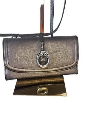 EUC metallic leather crossbody organizer by Brighton.
